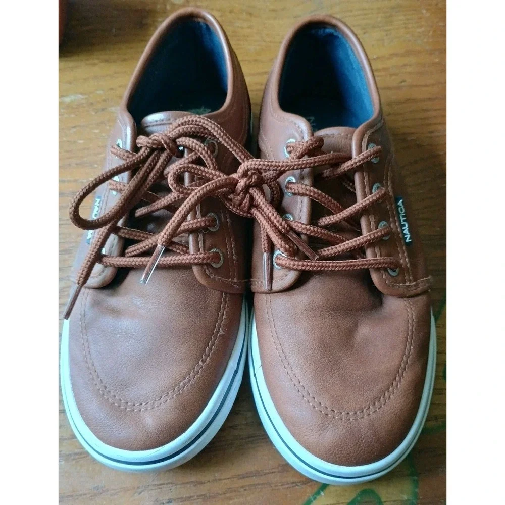 Nautica Boys Moulouya Brown Leather Casual Shoes‎ Sneakers Size 3